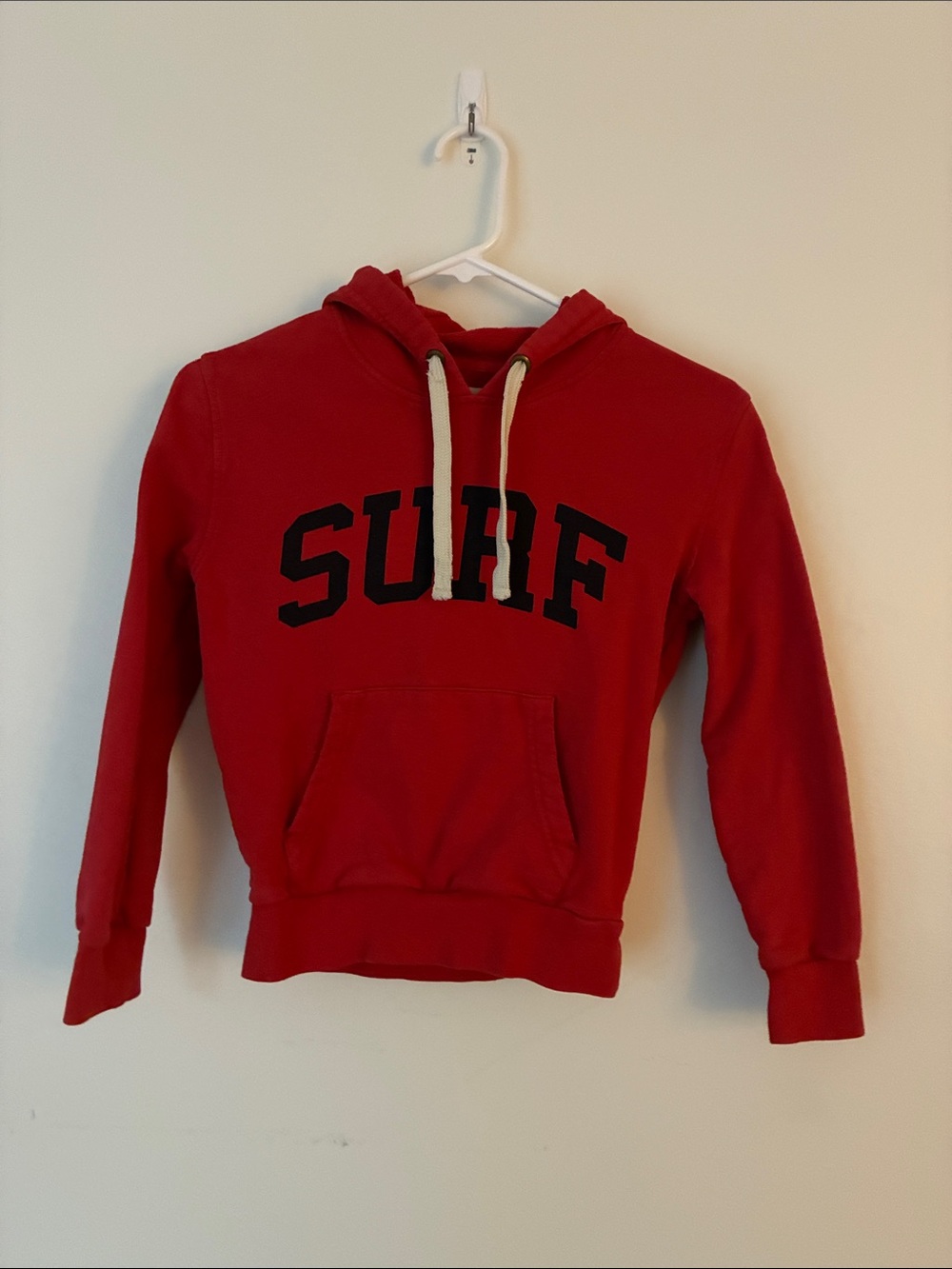 Red 'SURF' Hooded Pullover Sweatshirt